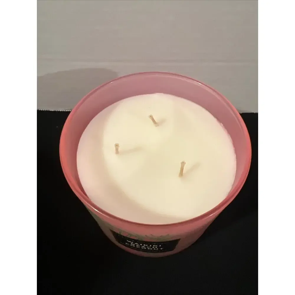 BATH & BODY WORKS WAIKIKI BEACH COCONUT CANDLE 3 WICK LARGE 14.5 OZ NEW Read